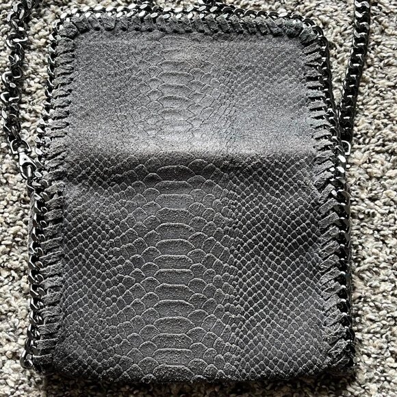 Vintage Borse in Pelle Genuine Leather Gray Snakeskin Print Crossbody Bag Grunge - Picture 4 of 7
